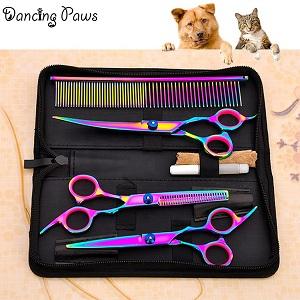 Multi colorful 6 inch stainless steel 17 cm dog grooming scissors/shears 4 pieces a set