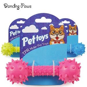 TPR dog chew toys ball Wholesale retail teething Barbell toy for dog ready to ship