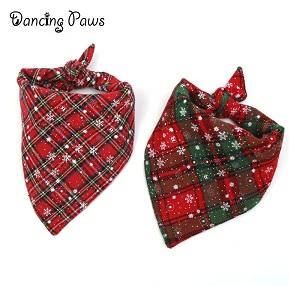 Fashion Hot Sale dog Bandana for Christmas red green color 55*38*38cm Pet Triangle Towel Soft Colorful Cotton Pet Dog Bibs
