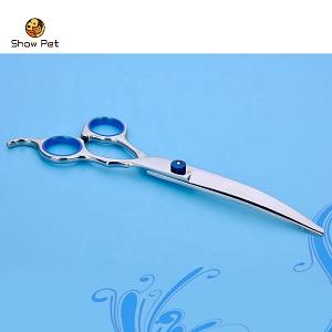 Professional 7 inch pet hair cutter curved scissors dog curved blade shape blade stainless steel hair scissors single piece 