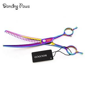 Attractive price professional 8 inch rainbow fish bone curved dog grooming scissors 