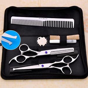 Good performance stainless steel cutting thinning tools pet dog grooming scissors with plastic comb 