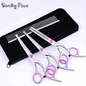 Attractive price stainless steel 6.0 inch pet safety scissors set dog shears bending straight cut fish bone scissors 